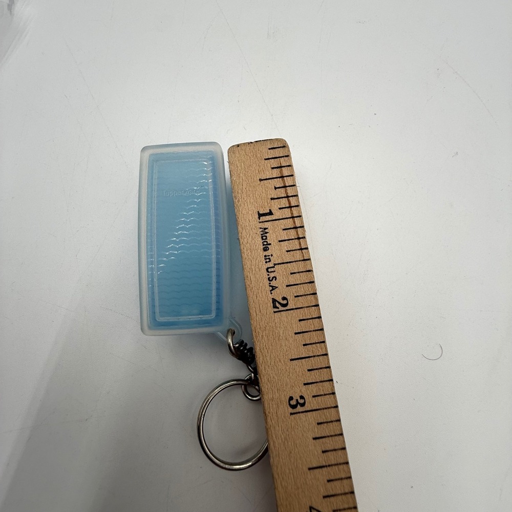 Tupperware Vintage Mini Rectangular Container Keychain Blue Trinket Box - Picture 8 of 8